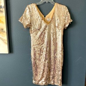 Heartloom gold sequin silver dress Vegas small medium club NWT
